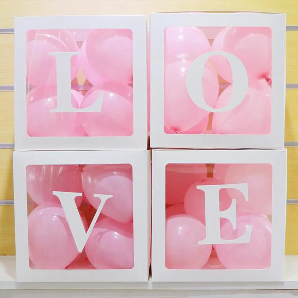 Taoup детская прозрачная коробка для хранения воздушных шаров с днем рождения принадлежности для детского душа сувениры бумажная картонная коробка подарочная упаковка - Цвет: Love Box