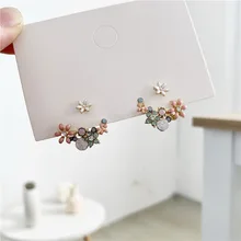 

2021 New Korean Hot Fashion Jewelry Fresh Cute Hook Drop Oil Flower Stud Earrings Crystal Earring For Women Party Jewelry Gift