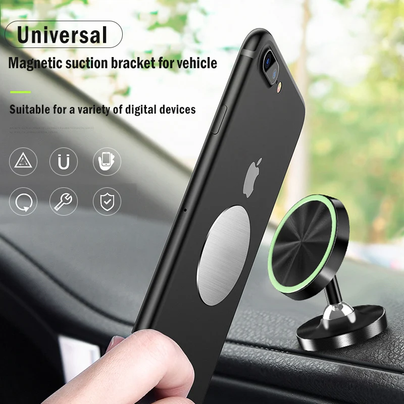 

Magnetic bracket 360 degree rotating metal bracket car luminous mobile phone bracket holder
