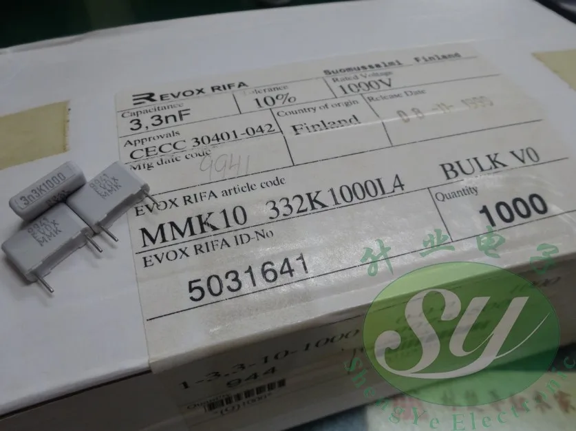 50 шт. EVOX MMK10 0,0033 мкФ/1000 V 3.3NF 3 n3 3300pf 332 пленочный конденсатор