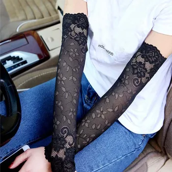 

Summer Women Sexy Lace Gloves Sun-proof Long Lace Fingerless Mittens Covered Scar Elastic Sleeve Ladies Driving Gloves