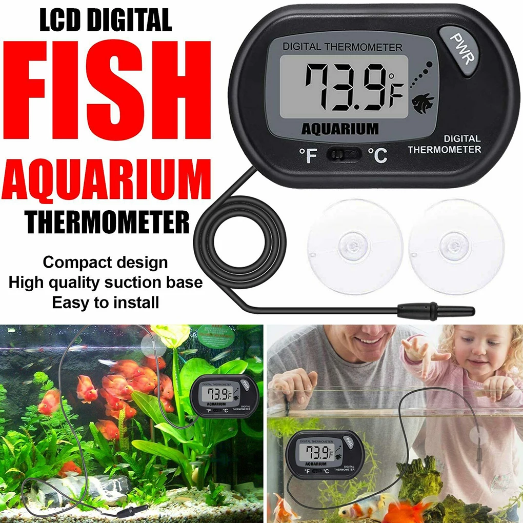 LCD Digital Aquarium Thermometer Fish Tank Water Temperature Meter Aquarium Temp Detector Fish Alarm font b