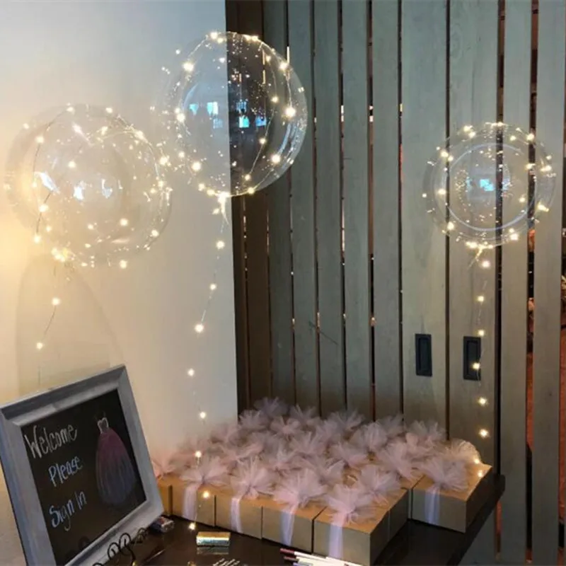 

LED Toys Round Balloon shape Transparent Bubble Decoration Wedding Birthday Party Valentine gift Reusable Luminous Led toy @4