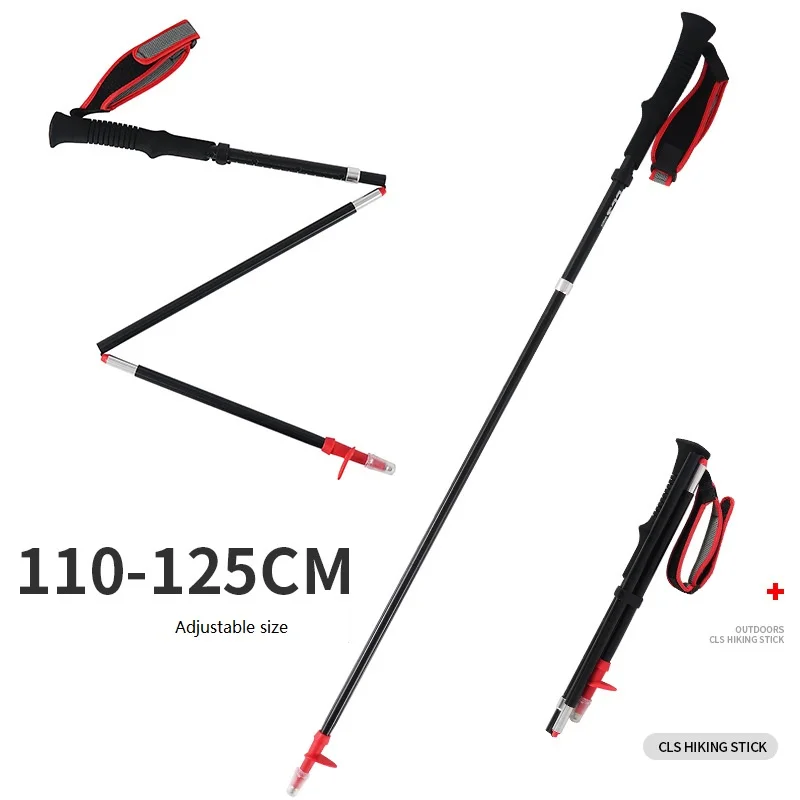 

1pcs Trekking poles hike walking stick nordic walking cane collapsible telescopic aluminum alloy shooting walking stick crutch