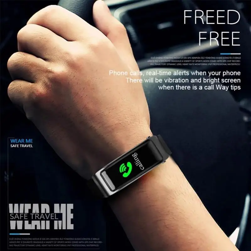 Black Color y3 Bluetooth Headset Talk Smart Band Bracelet Passometer Monitor Watch Heart Tracker Smart Wristband Rate Fitne C9P9
