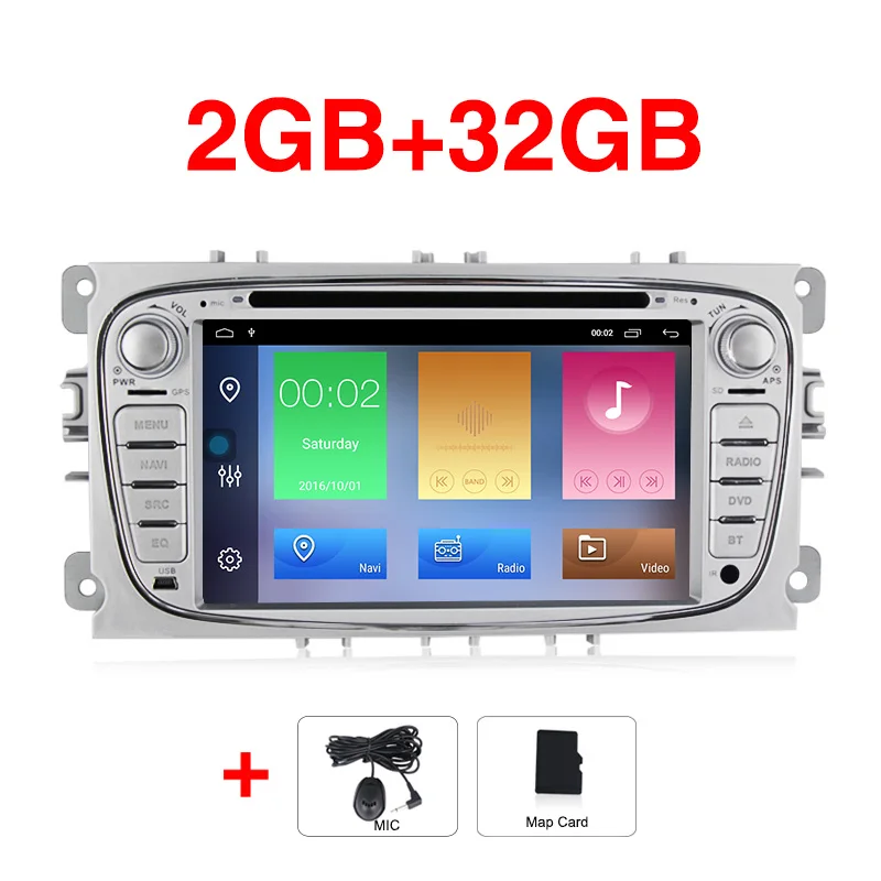 32G HD Android 9,1 2+ 32G Автомобильный dvd-плеер 2 Din радио gps Navi для Ford Focus Mondeo Kuga C-MAX S-MAX Galaxy Аудио Стерео головное устройство - Цвет: 32G