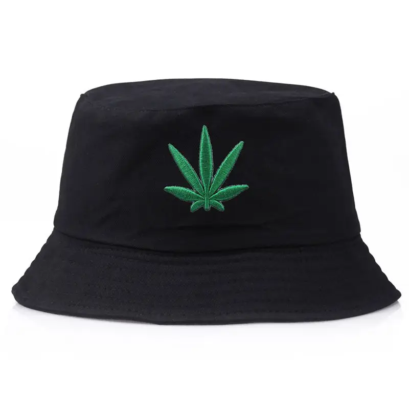 Bucket Hat Maple Leaf Embroidered Packable Foldable Sunshade Cotton Cap Outdoor Beach sun fashion panama Fishing Fisherman Hat