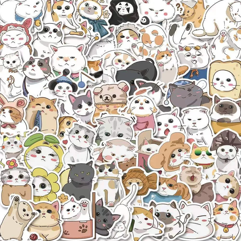 10/30/50pcs Cute Animal Cats Graffiti Stickers Cartoon Aesthetic Decals Kids Toy Diary Scrapbook Phone Luggage Laptop Sticker 20pcs pack assorted animal themed jellyfish cats laser stickers pet waterproof labels aesthetic phone decor scrapbooking diary