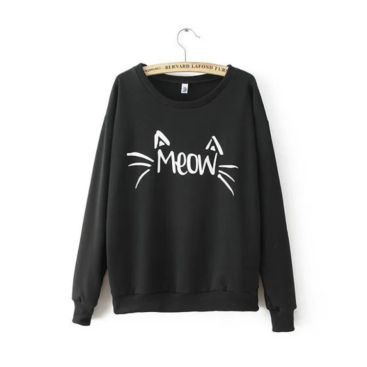 

Autumn Winter Hoodie loose large size Print Meow Cat Hoodie Long Sleeve sweatshirt Women Pet Cat Coat Women Lover Couple Coat