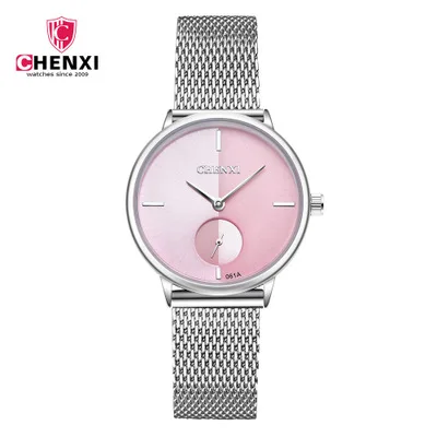 

CHENXI Women Watch Stainless Steel Mesh Belt Quartz Watch Lady Casual Wristwatch Bracelet Watches Women Female Decoration Clock