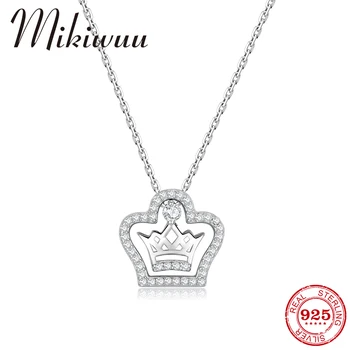 

2019 New 925 Sterling Silver Zircon Queen Crown Pendant Charms Necklace Adjustable chain Fine Necklace Silver 925 Jewelry