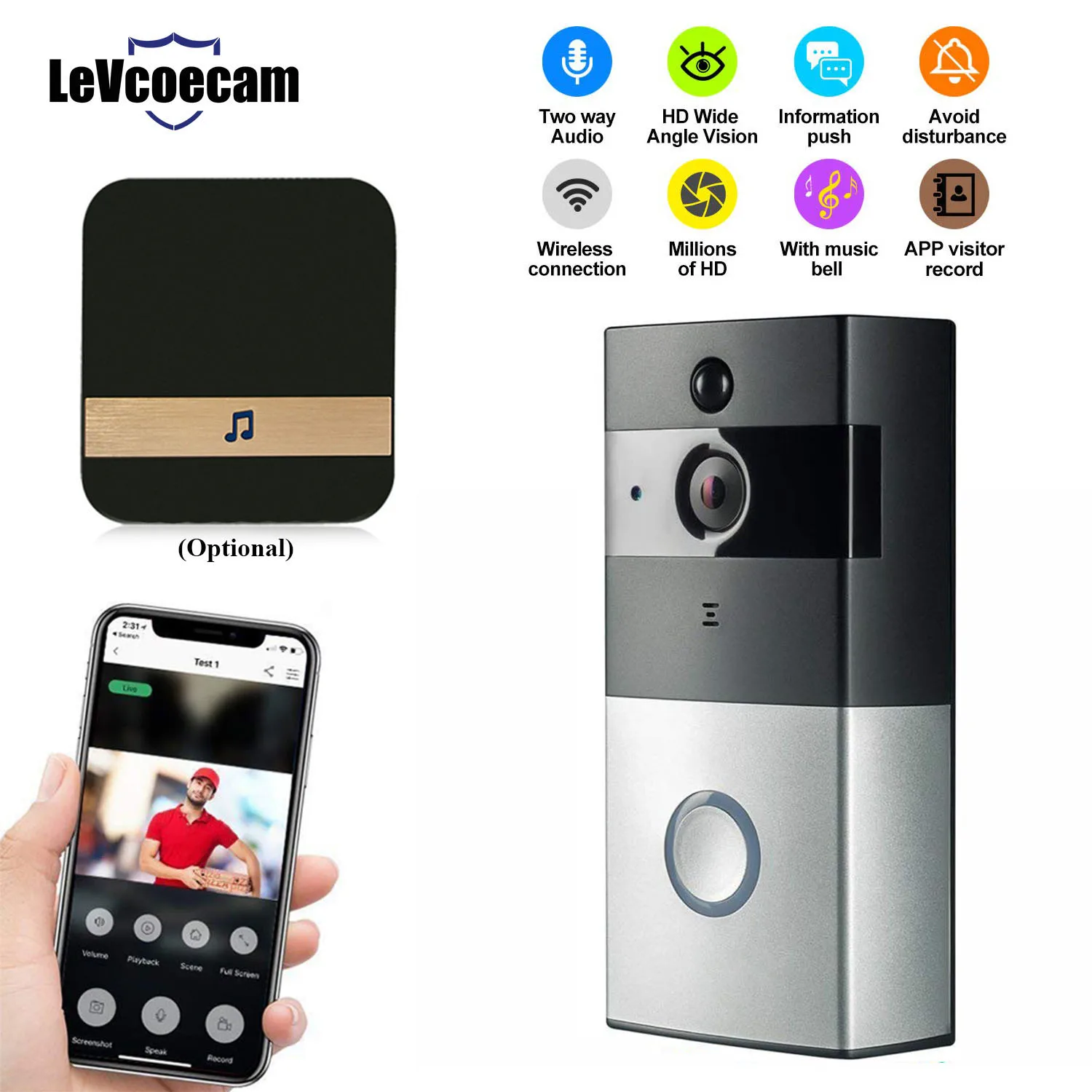 

Smart IP Video Intercom WI-FI Video 720P Ring Phone Door Bell Cam WIFI Doorbell Camera Home Alarm Wireless Security Camera