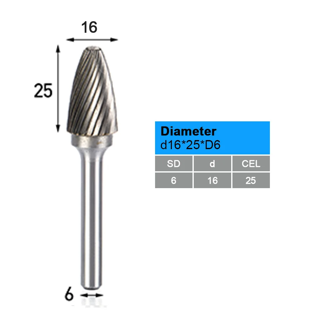 UCHEER 1 шт. 6 мм F тип один/двойной резки карбида заусенцев резак металла шлифовальная резьба, вращающийся файл цилиндрический фрезы - Длина режущей кромки: 6d-16D-25l-F
