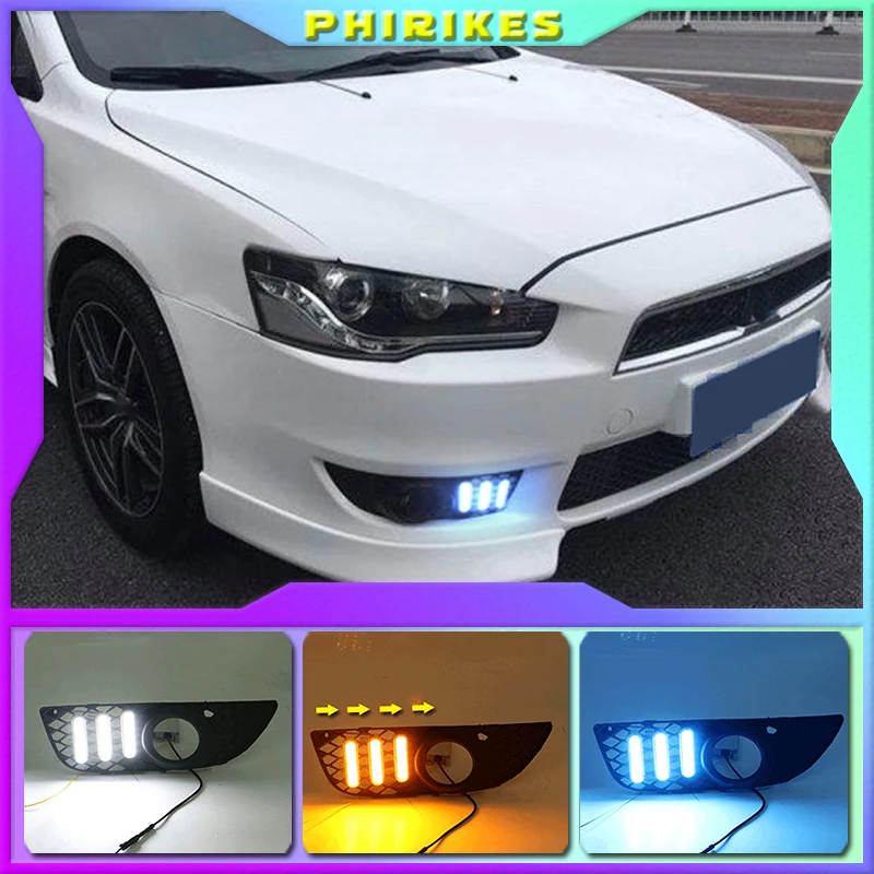 

1 Set For Mitsubishi Lancer EX 2009 2010 2011 2012 2013 2014 LED DRL Daytime Running Lights Daylight Fog Head Lamp