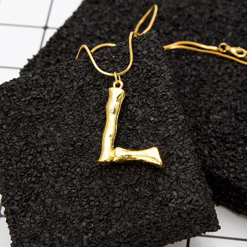 UMODE, первоначальное ожерелье с буквами, Женская цепочка золотого цвета, модное длинное ожерелье s, большое подвесное Броское ожерелье в богемном стиле BN0005 - Окраска металла: L