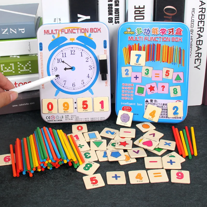 

Multi-functional Counting Sticks Clock with Numbers Educational Toy Color Calculation Game Box Children Early Education Toy