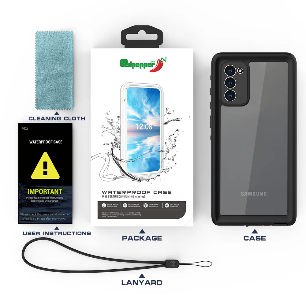IP68 Настоящее Водонепроницаемый чехол для Samsung Galaxy Note 20 Ультра 10 + 9 8 S20 S9 S10 Plus