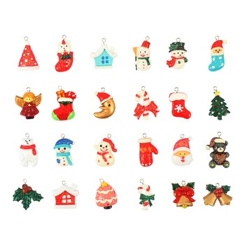 

24Pcs Jewelry Charms Christmas Pendant Jewelry Accessory Christmas DIY Charms for Necklace Earrings Bracelet A50