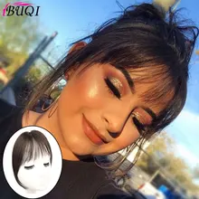 BUQI аккуратные длинные челки волосы черные и коричневые челки волосы для наращивания бесследные натуральные воздушные женские челки настоящие человеческие волосы