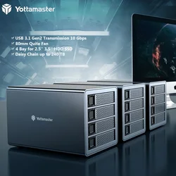 Yottamaster – boîtier pour disque dur SSD FS4C3, USB 3.1, Gen2, SATA, type c, 10 Gbps, chaîne marguerite, jusqu'à 240 to, 4 baies 