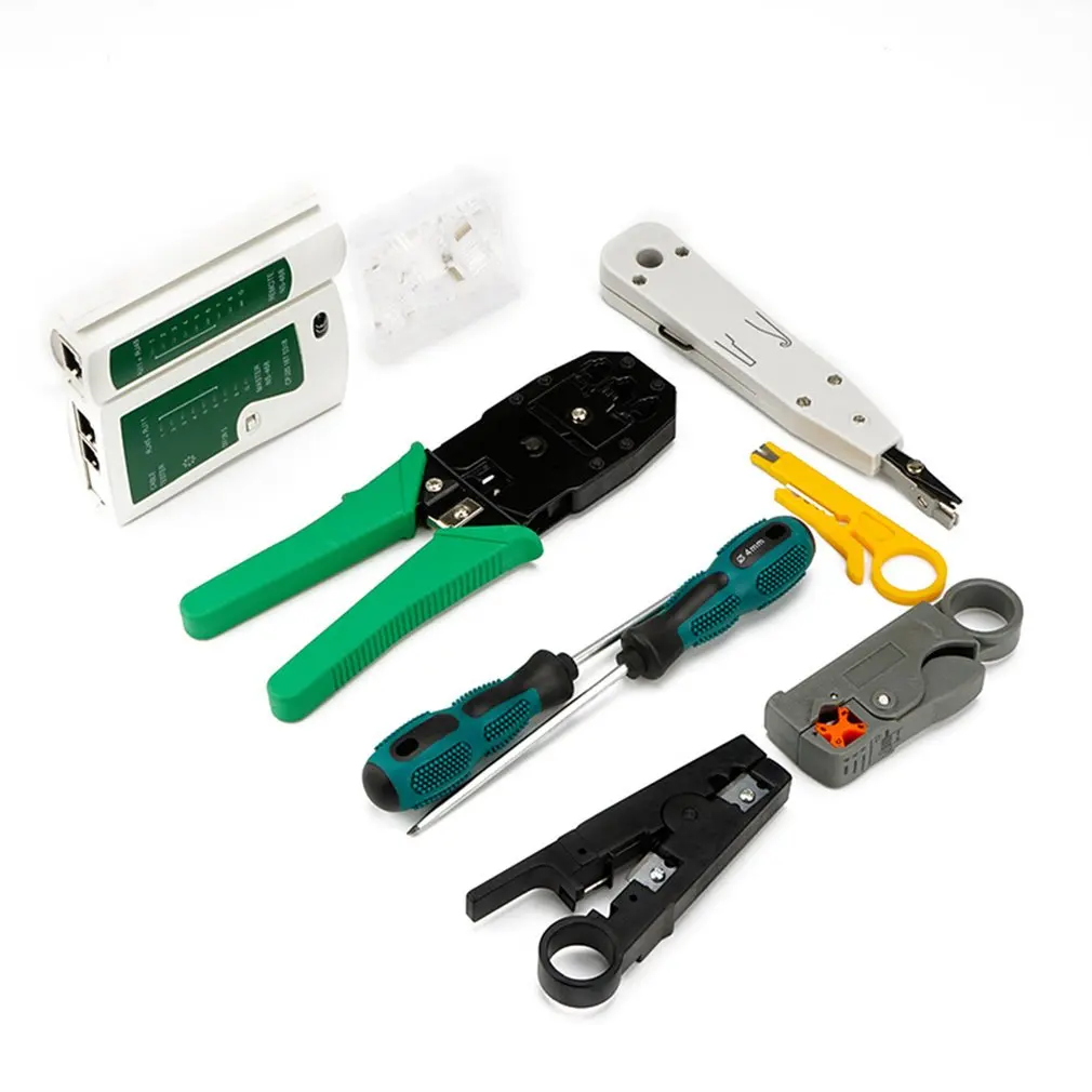 Набор инструментов для ремонта компьютерной сети LAN Кабельный тестер резак для проводов отвертка клещи обжимные набор инструментов для обслуживания сумки