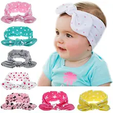 Европа и Америка,, ободок для волос с кроличьими ушами, стиль, ткань, пятнистая Детская резинка для волос, Детские аксессуары для волос