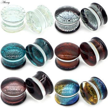 

Alisouy 2PC Fashion Round crack Glass Ear Plugs Strechers Expander Fake Earrrings Romantic Gift For Unisex Piercing Body Jewelry