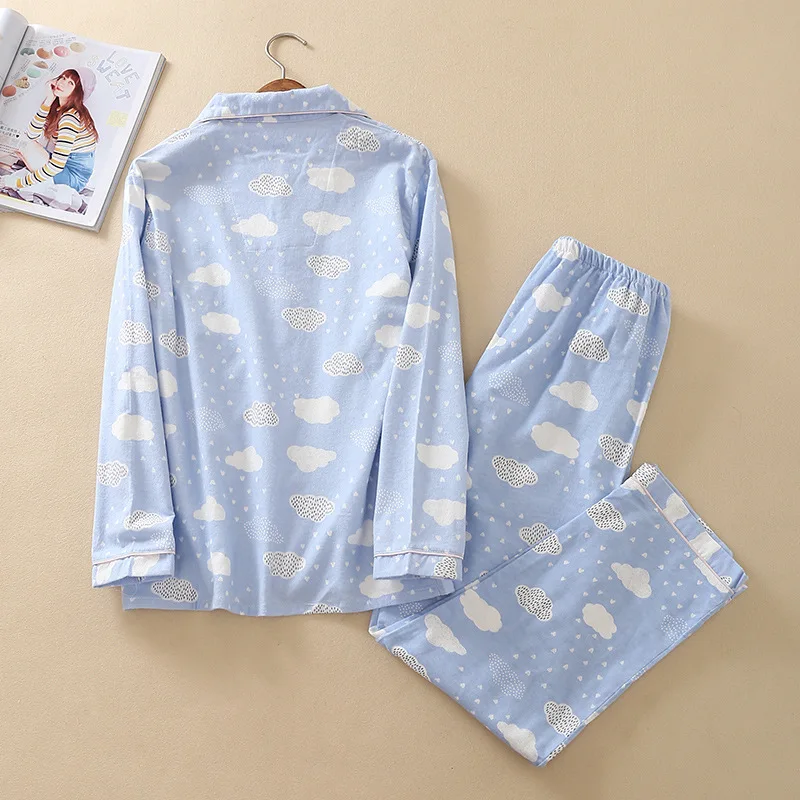JULY'S SONG женский пижамный комплект, хлопковый пижамный комплект с принтом, женские брюки с длинными рукавами, повседневные пижамы большого размера, костюм