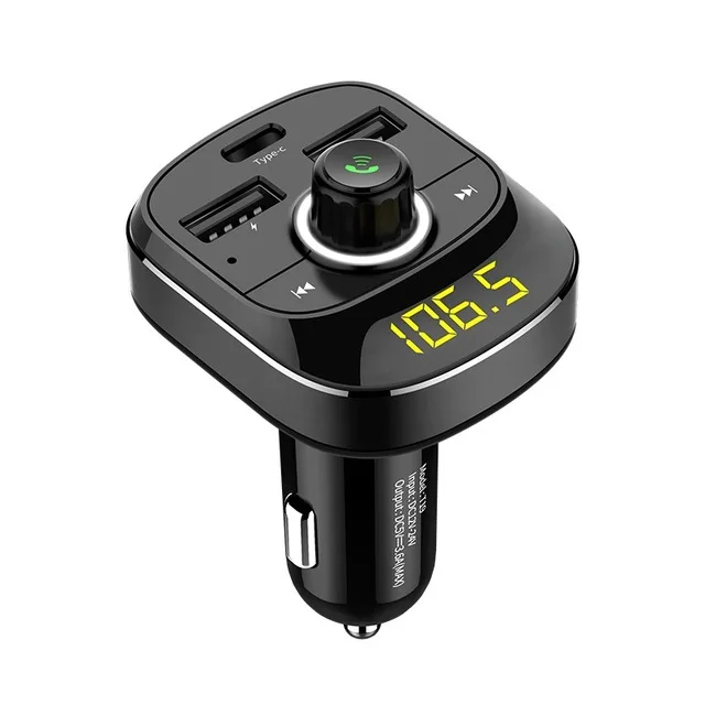 12 V-24 V автомобиль MP3 аудио плеер Bluetooth FM передатчик, свободные руки, Тип быстрой Зарядное устройство TF USB накопитель воспроизведения музыки - Название цвета: Черный