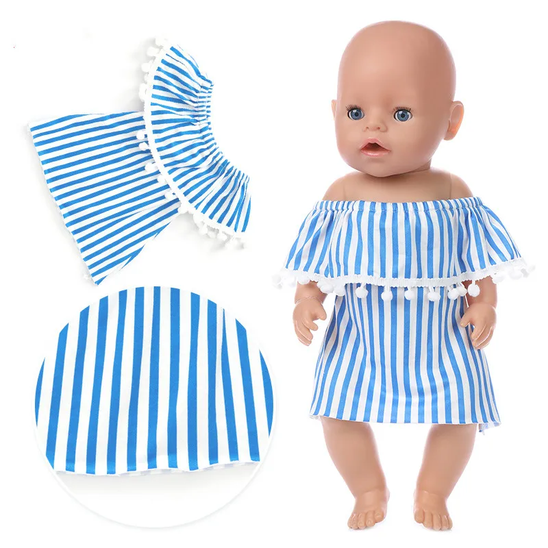 

Fit 18 inch 43cm Doll Clothes New Born New Baby Hot Clothes Suit Blue Dress Suit For Baby Birthday Gift