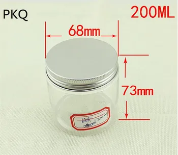 

Free Shipping 200ml Clear PET Plastic Jar with Aluminum Lids Empty Cosmetic Containers Storage Bottles & Jars Oil Wax Jars 10pcs