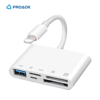 

For Lightning to USB3.0/SD/TF/XQD Card Reader Adapter Camera Mobile Converter for iPhone 7 8 11 XR MicroSD Memory Card Reader