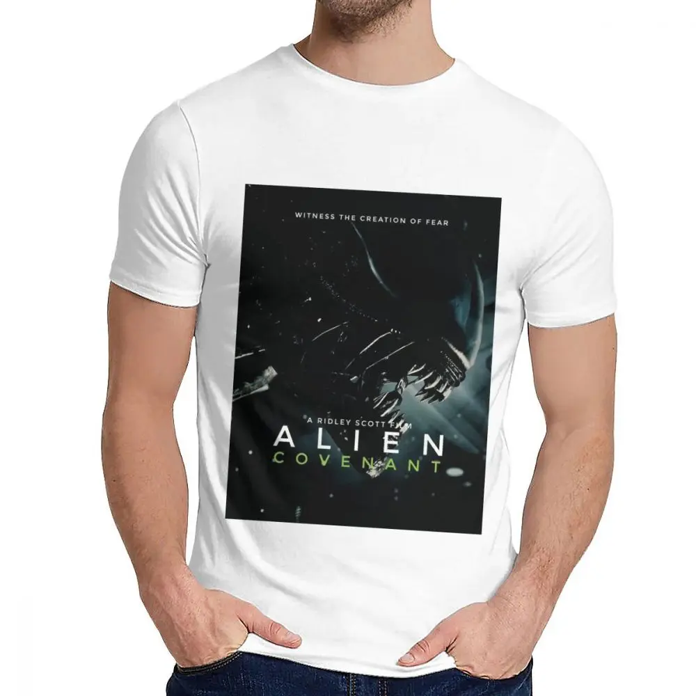 Мужские футболки для отдыха Alien convenant Thiller Slim Новое поступление Классическая футболка с круглым вырезом и рисунком - Цвет: Белый