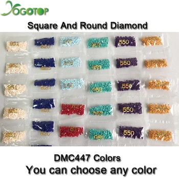 

Wholesale DMC 447 Colors full square/round Drill Resin Diamond Rhinestone,DIY Diamond Painting crystal Beads Stone Accessory