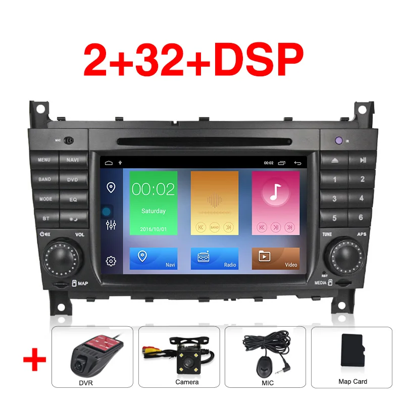Android 9,1 Автомобильный dvd Радио gps навигация для Mercedes/Benz W203 W209 W219 c-класс C180 C200 CLK200 мультимедийный плеер FM RDS USB - Цвет: Car dvd camera DVR