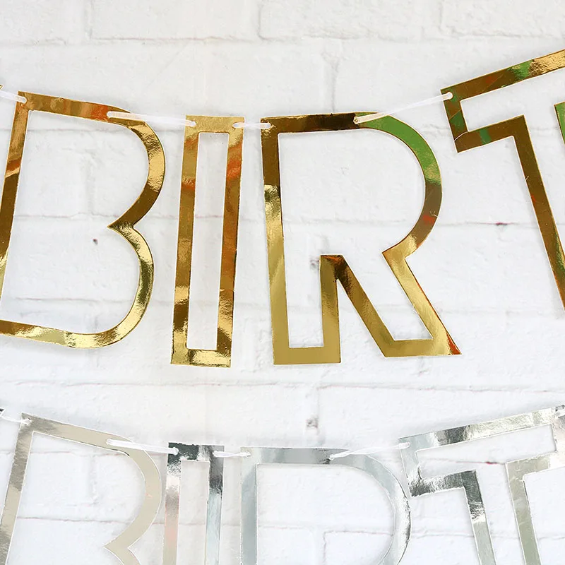 Golden birthday Горячая штамповка красочные флажки вечерние украшения флаги полая форма флаги с днем рождения подарок ребенок душ мальчик или девочка крещение Декор - Цвет: Golden birthday