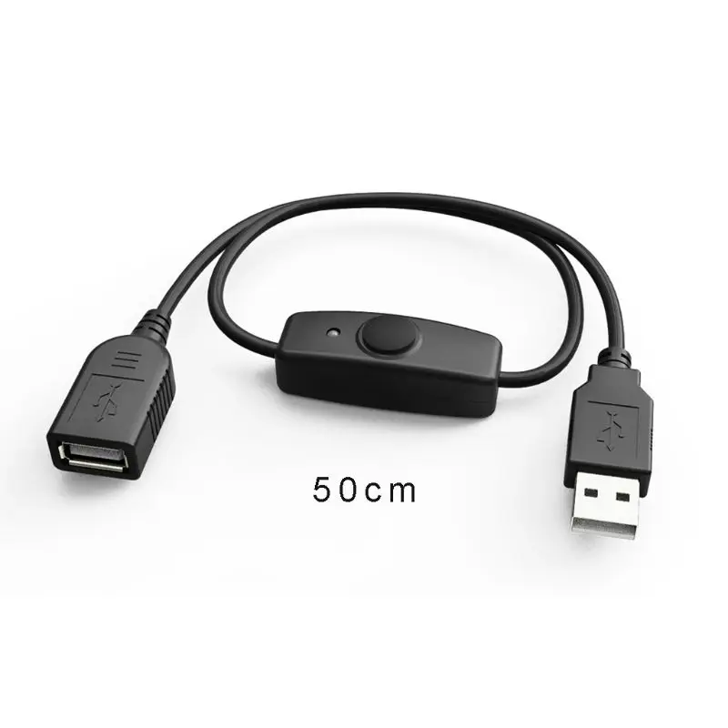 USB 2,0 кабель-удлинитель для синхронизации данных, USB кабель-удлинитель с выключателем, светодиодный индикатор для Raspberry Pi PC, USB вентилятор, светодиодный светильник - Цвет: 50cm