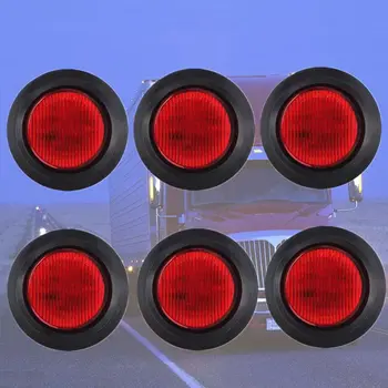 

4Pcs Truck Round Side Marker 24V Lights 7 Beads Stripe 7 LEDs Lights Round Trail G6KC