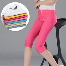 Women's Capris Summer Pants For Women Candy Pantalon Femme High Waist Black Short Trousers Summer Capris Pants Women Stretch