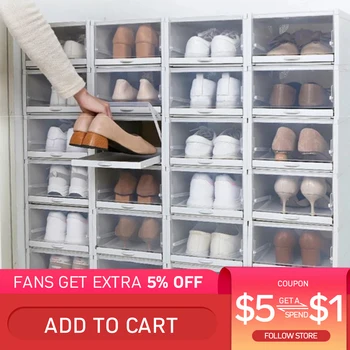 

3PCS Drawer storage shoe box bedroom finishing plastic shoe boxes assembled dustproof transparent shoe cabinets