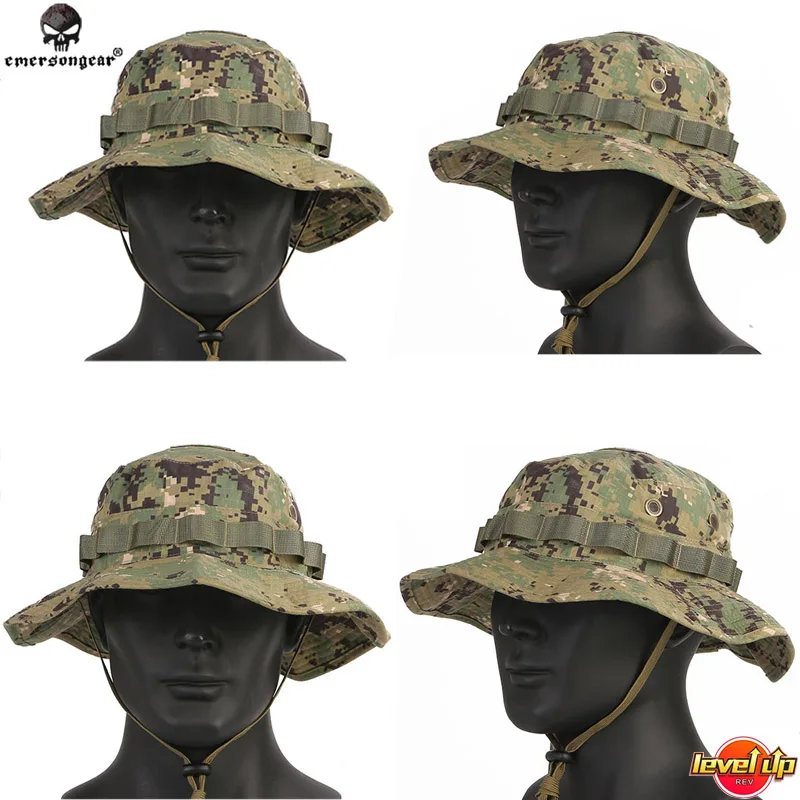 Camouflage Hat Tactical Hat Tactical Boonie Hat Emersongear Level Up Map Pocket Version for Mountaineering and Hunting