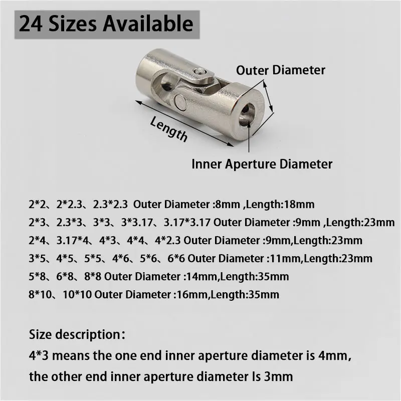 Connecteur d'accouplement pour arbre moteur RC, adaptateur 2mm-6mm posé sur fond neutre.