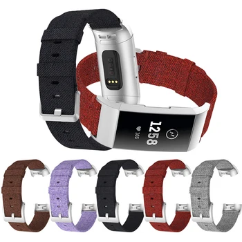 

Gosear Fashion Adjustable Canvas Replacement Wristband Watchband Watch Band Strap for Fitbit Charge 3 Smart Watch Accessories