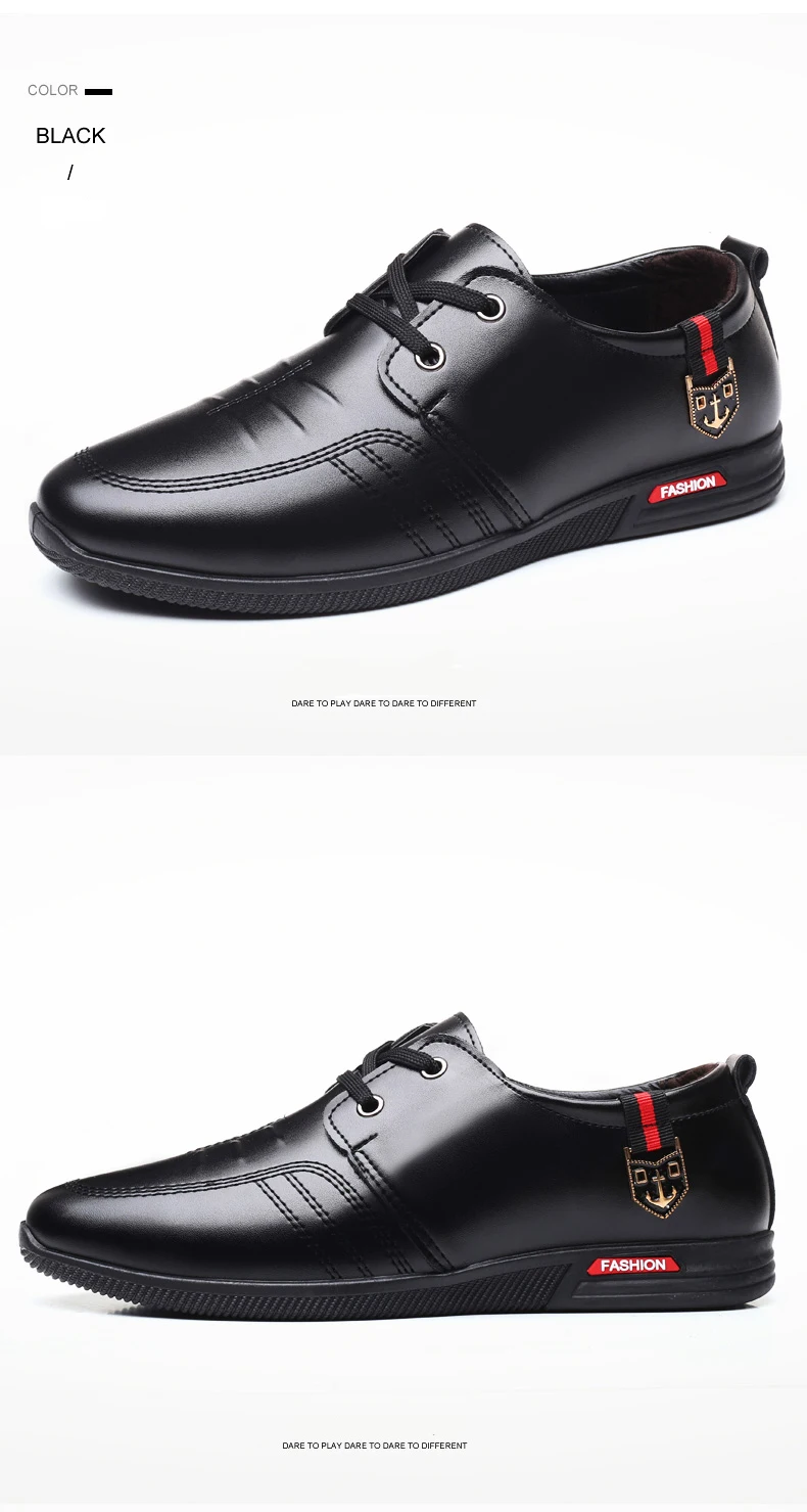 men genuine leather shoes business casual leather flat shoes none-slip patchwork lofers mixed colors lace up boat shoes (6)