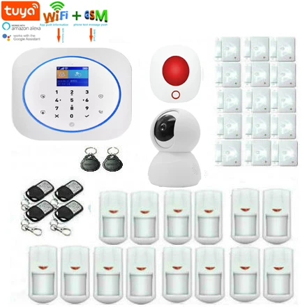 

SmartYIBA Tuya APP WIFI GSM Home Burglar Alarm System DIY Kit with 433Mhz PIR Motion Sensor Wireless Loud Siren Work with Alexa