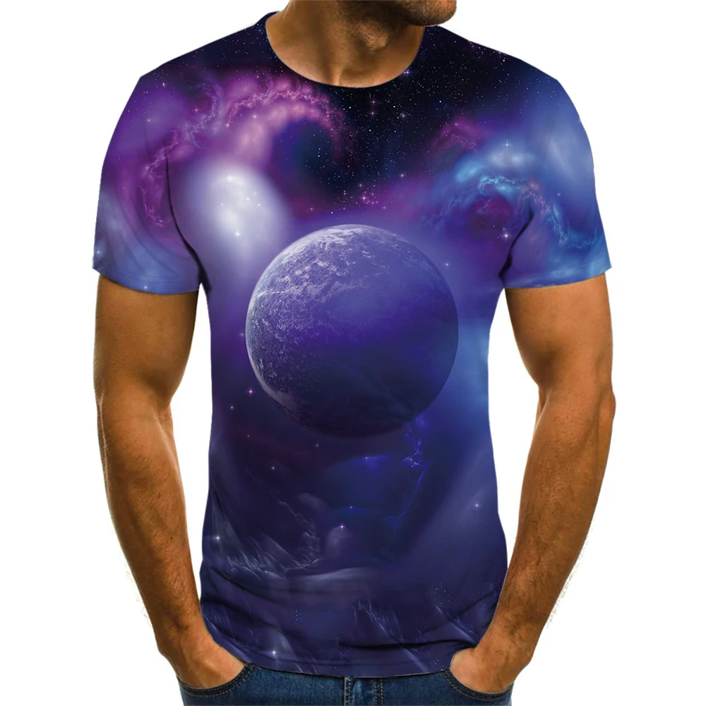 Футболка мужская с 3d-рисунком планеты научной фантастики крутая Повседневная