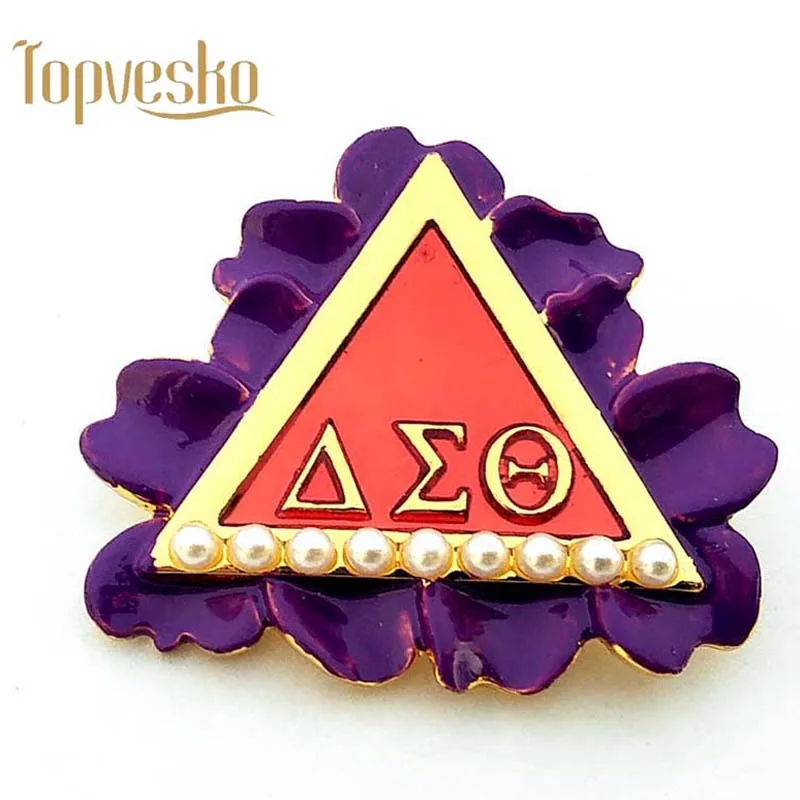 

Pureple Flower DST AEO Delta Sigma Theta Sorority Pearl Brooch Laple pins Jewelry