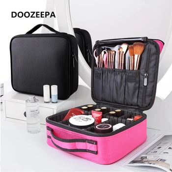 

DOOZEEPA Women Cosmetic Bag Beautician Travel Toiletry Waterproof Portable Make Up Organizer Partition Makeup Bag Cosmetic Case