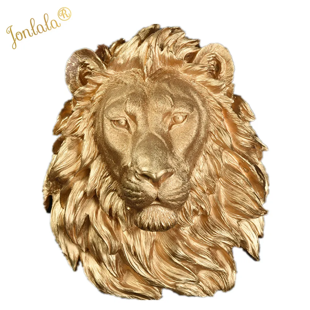 Large Size Gold Lion Head Wall decoration Hanging Wall Animal Head Resin Pendant Wall Ornaments