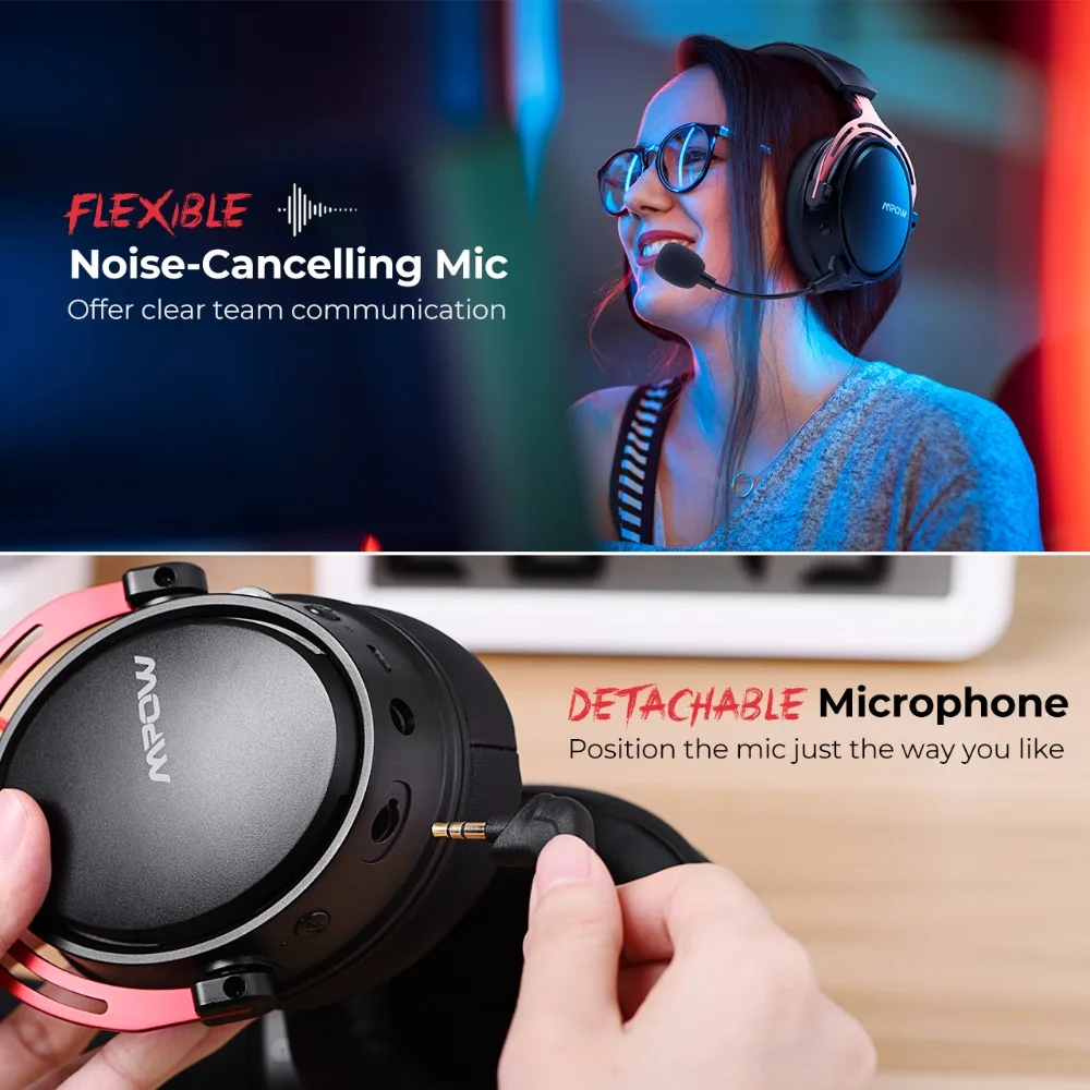 Mpow BH415 Gaming Headset 2.4GHz Wireless Headphones 3.5mm Wired Earphone With Noise Canceling Mic For PC Gamer For PS4 Xbox One (3)
